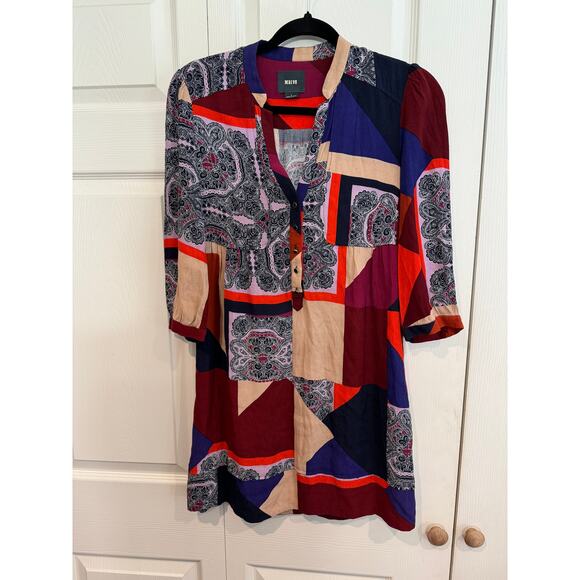 Anthropologie Maeve Patchwork Print Bohemian Colorful Paisley Dress - Picture 5 of 8